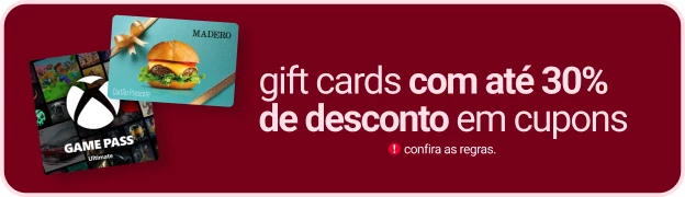 gift cards com até 30% de desconto em cupons